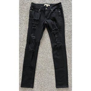 Forever 21 Black Distressed Skinny Jeans - 27